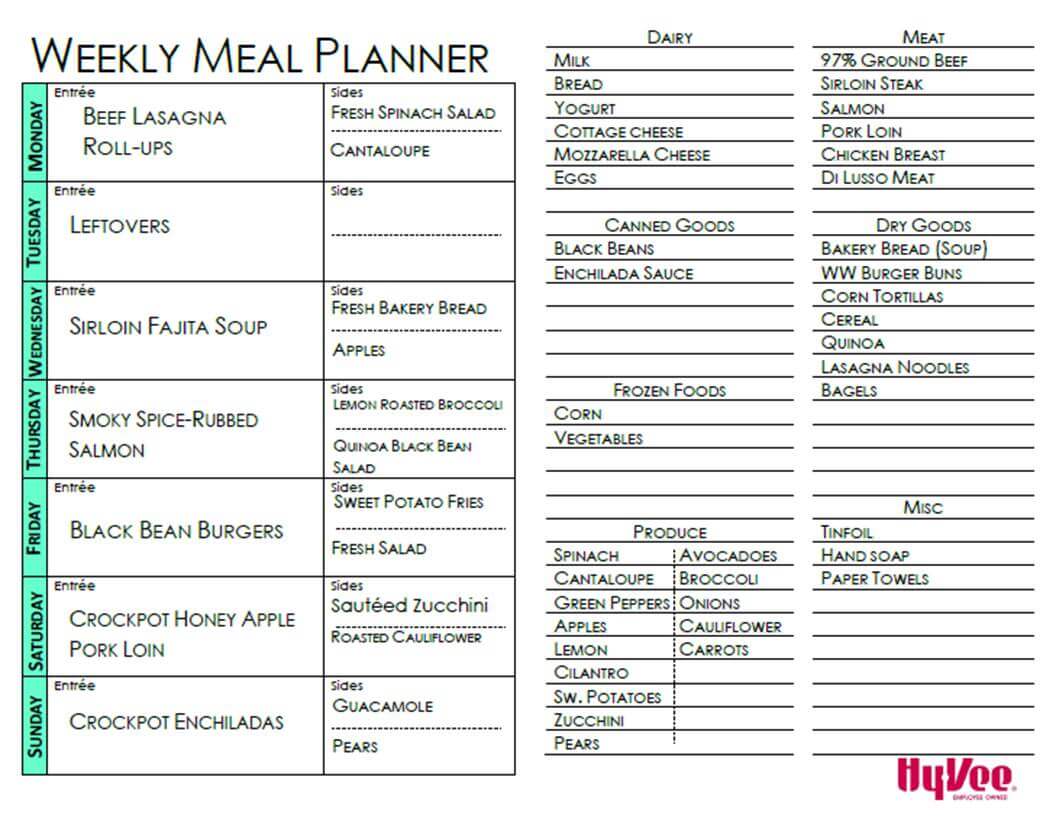 Weekly Meal Planner Example-Beef