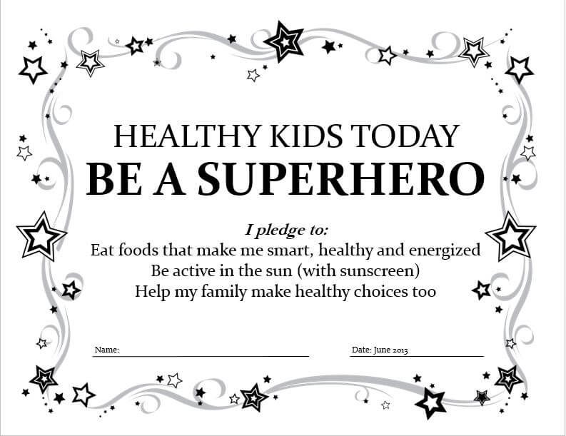 Healthy Kids Super Hero Pledge