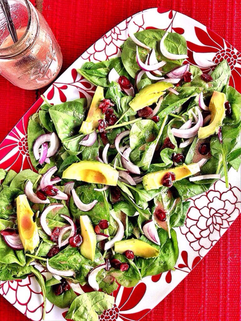 Cranberry Spinach Salad with Avocado 2