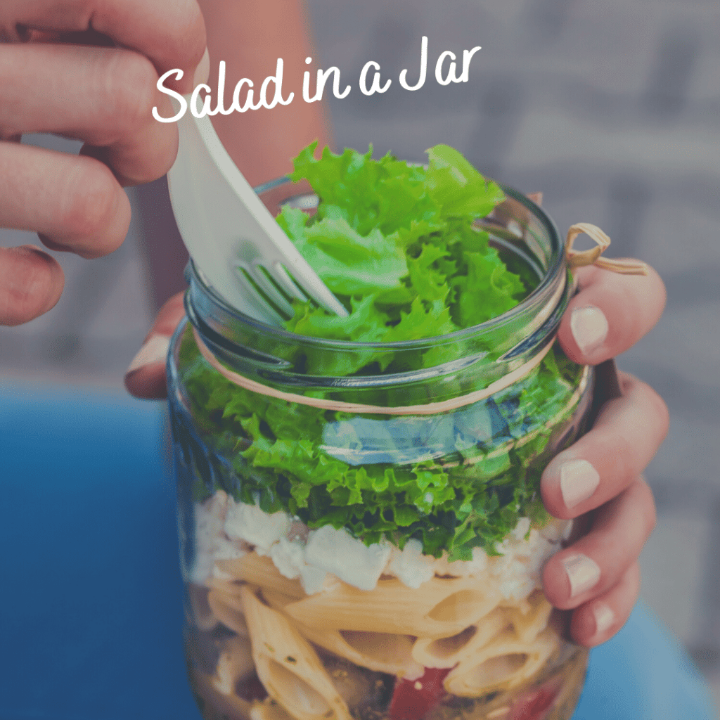 camping lunch idea salad in a jar