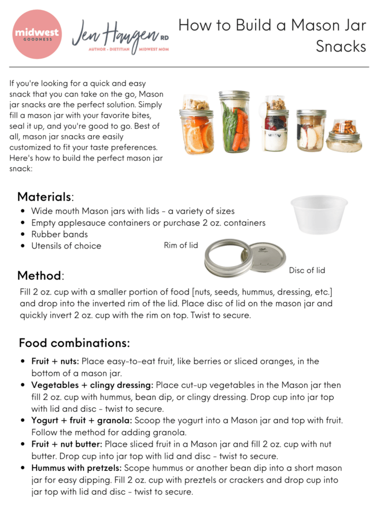 healthy camping snacks in a mason jar